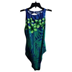 Beach Cabana Tropical Floral One-Piece Swimsuit Cutout‎ Back Size L
